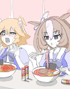 ファインモーションのラーメン屋台で食事