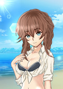 能代さんの水着胸部装甲
