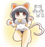 猫パーカーの女の子