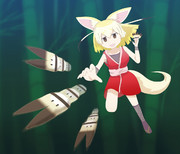 手から手裏剣を発射するフェネック