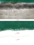 透過背景素材　PNG　浜辺俯瞰 と３枚波透過素材　ファンシー☆