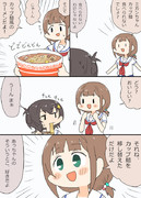 ミカンちゃんにラーメン食べさせるあっちゃん漫画