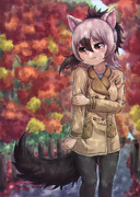 紅葉狩りアードウルフちゃん