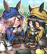 ライス「か…カフェさん！山の上で食べるパンってこんなに美味しいんですね！」