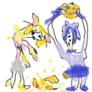 ハロウィンのかぼちゃで遊ぶアライさん