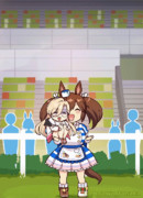 マイルCS勝利記念にボーノにお手玉にされるおニュイトレーナーです