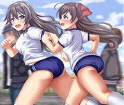 体操服ブルマでジョギングする足柄と間宮