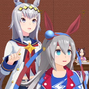 食堂のテレビでとんでもないのを見たタマとオグリ