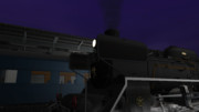 【VRMNX】夜の駅に停車中の蒸気機関車