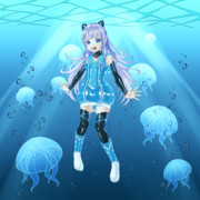 【VTuber絵】海中遊泳する海月アワノちゃん♪