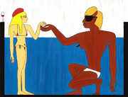 原人と戯れる少女（12歳くらい？）