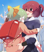 負傷した子供を運ぶ死相姉貴