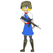 何かに警戒するWEB姉貴