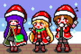 サンタの帽子と上着を着た女の子たち