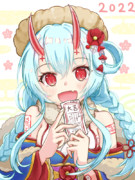 あけおめイラスト　黒ウィズ　ヨミチ