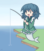 釣りをするわかさぎ姫