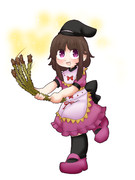 涙を流すお師匠様を元気づけるために一生懸命踊っている里乃