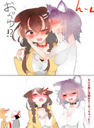 突然ころねの耳を舐め始めるおかゆのおかころ