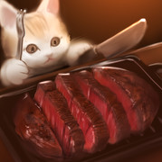 肉と猫が一体となって最強にバズる絵