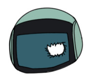 ヘルメット（右側が破れる）