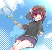 きりたんは向こうでテニスをしています♪