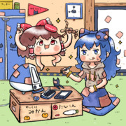 漫画を描く依神紫苑さんとゆっくりさん