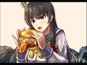 出撃前に佐世保バーガーで英気を養う磯風ちゃん