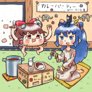 カレーパーティーを開く依神紫苑さんとゆっくりさん
