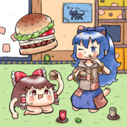 ワッパータルタルJr.を食べる依神紫苑さんとゆっくりさん