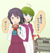 お買い物に来た早波ﾁｬﾝと夕雲ﾏﾏ