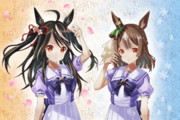 【ウマ娘絵】長髪キタちゃんVS短髪ダイヤちゃん!!