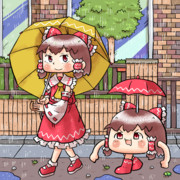 傘でお出かけ博麗霊夢さんとゆっくりさん