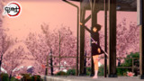 桜色の空を見上げる栗花落カナヲ