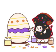 イースターの準備をしているクロ山羊