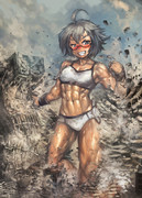 巨大化が大好き褐色筋肉眼鏡っ子の大暴走