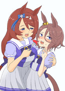 タイシンちゃんにタコさんウインナーを食べさせようとするクリーク