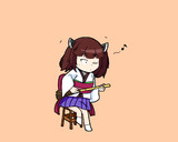 竹箒をギターに見立てるきりたん