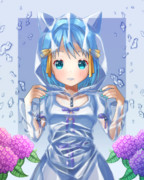 【オリジナル絵】梅雨の日はやっぱり！ネコミミレインコートちゃん♪