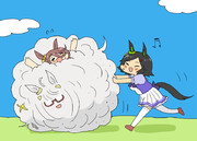 ハヤヒデ転がしするチケゾーちゃん