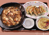 王○の麻婆飯と餃子。