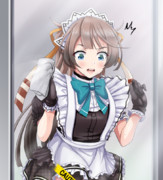 窓拭きに勤しむメイド風雲と、風