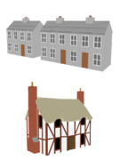 きかんしゃトーマス用 家セット(第2期の家2種類&藁葺き家追加)