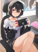 一緒にゲームをやりたそうに見つめてくる中二病ちゃん
