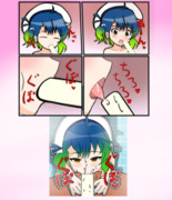 落書きアイスを食べる福江