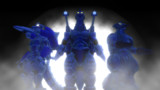 人類のために怪獣王と戦う鋼鉄の戦士たち