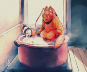 にくるちゃんとモエビのお風呂②