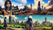 未来にたたずむ女性（ドラゴンクエストな感じ） AI midjourney