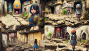 未来にたたずむ女性（ドラゴンクエストな感じ その2） AI midjourney