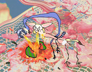 スイカ割りをするアライさんとフェネック