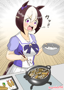 天ぷらを作るスペちゃん